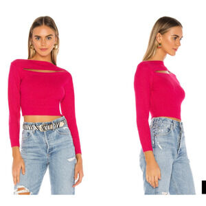 Superdown Barbiecore Pink Sweater Mean Girls *Small Cut Out Keyhole 3/4 Sleeve